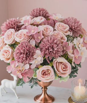 Kunstboeket Rozen & Chrysanten - Zijde Bloemen voor Bruiloft, Decoratie & DIY