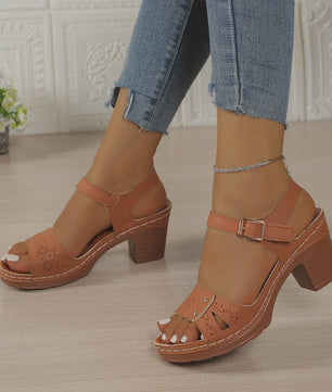 Dames Sandalen met Blokhak en Verstelbare Band - Comfortabele Zomer Schoenen