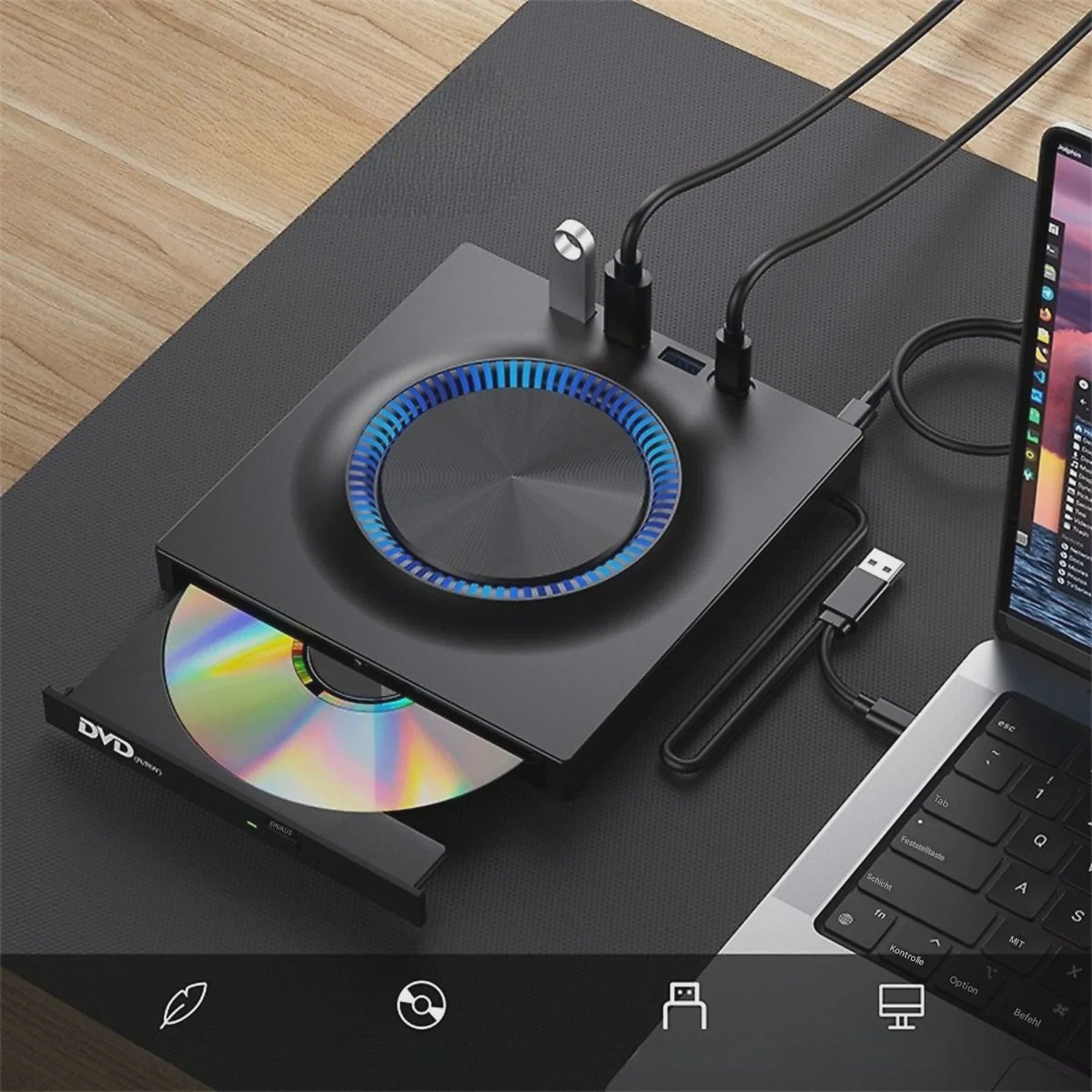 Draagbare Externe USB 3.0 Blu-ray/DVD Brander voor Laptop & Desktop