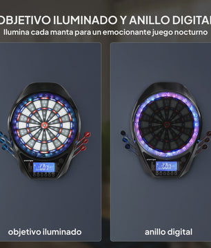 Sportnow Elektronisch Dartbord met LED Scherm, 34 Spellen en 6 Darts - Multicolor
