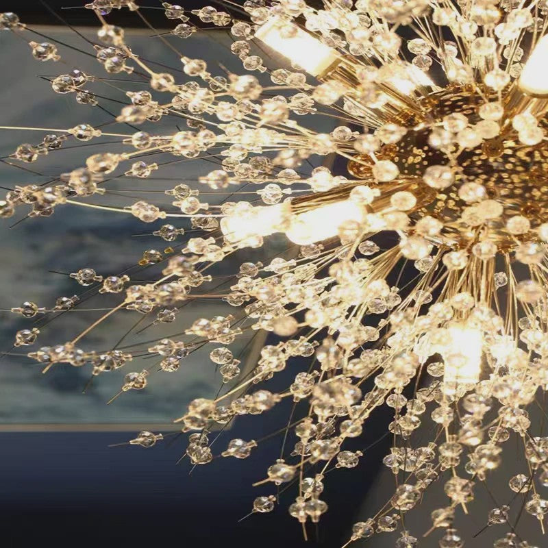 Moderne Kristallen Plafondlamp Ster Vuurbal Dandelion - Sfeervol LED Licht voor Woonkamer & Restaurant