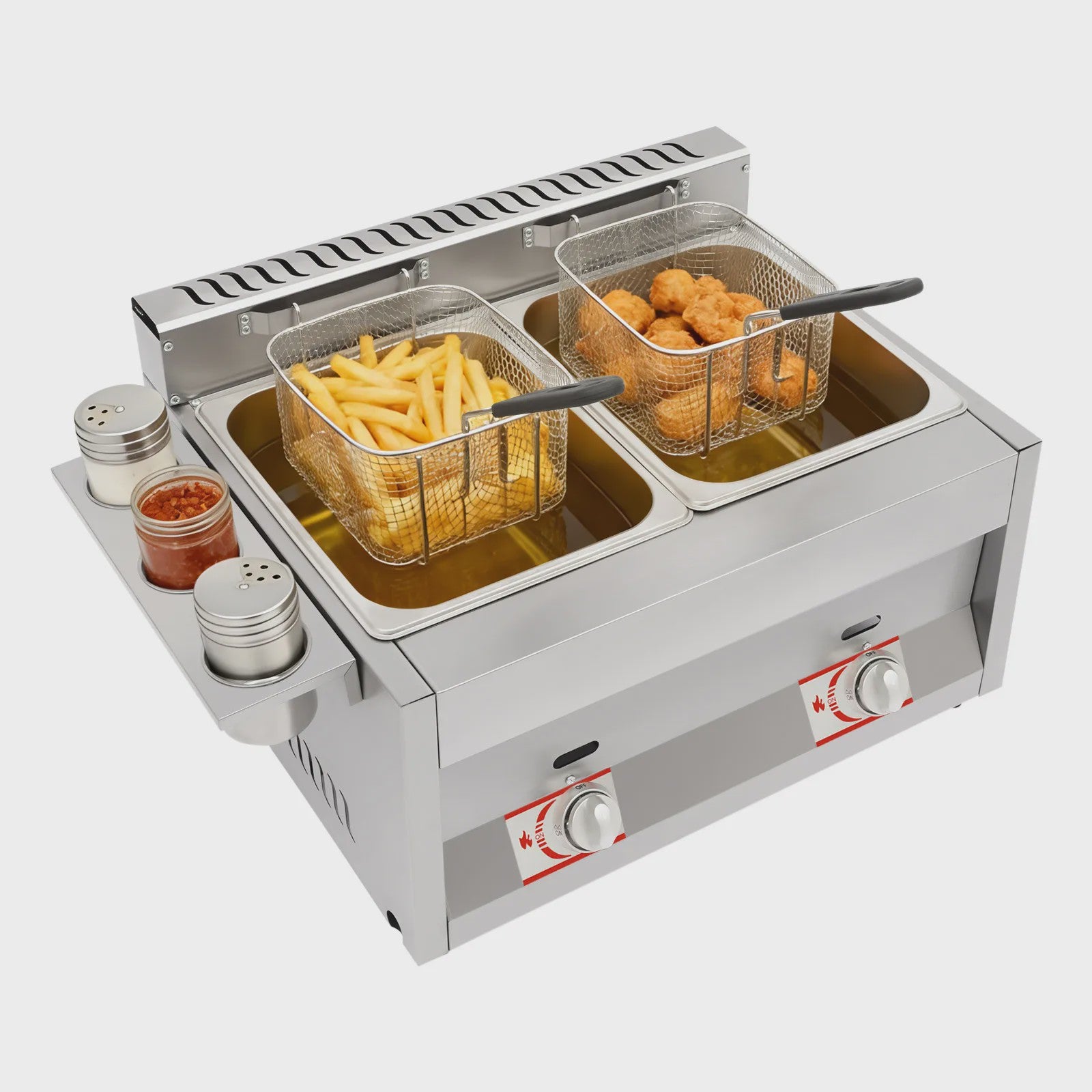 Professionele Dubbele Gas Frituurpan 12.68Qt met Dubbele Temperatuurregeling - Hoge Capaciteit