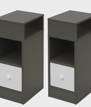 Compact Nachtkastje met 2 Open Vakken en 1 Lade - Slimme Opbergkast voor Slaapkamer