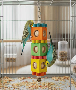 Kleurrijk Houten Papegaai Speelgoed - Verrijkende Knaagspeeltjes voor Vogels