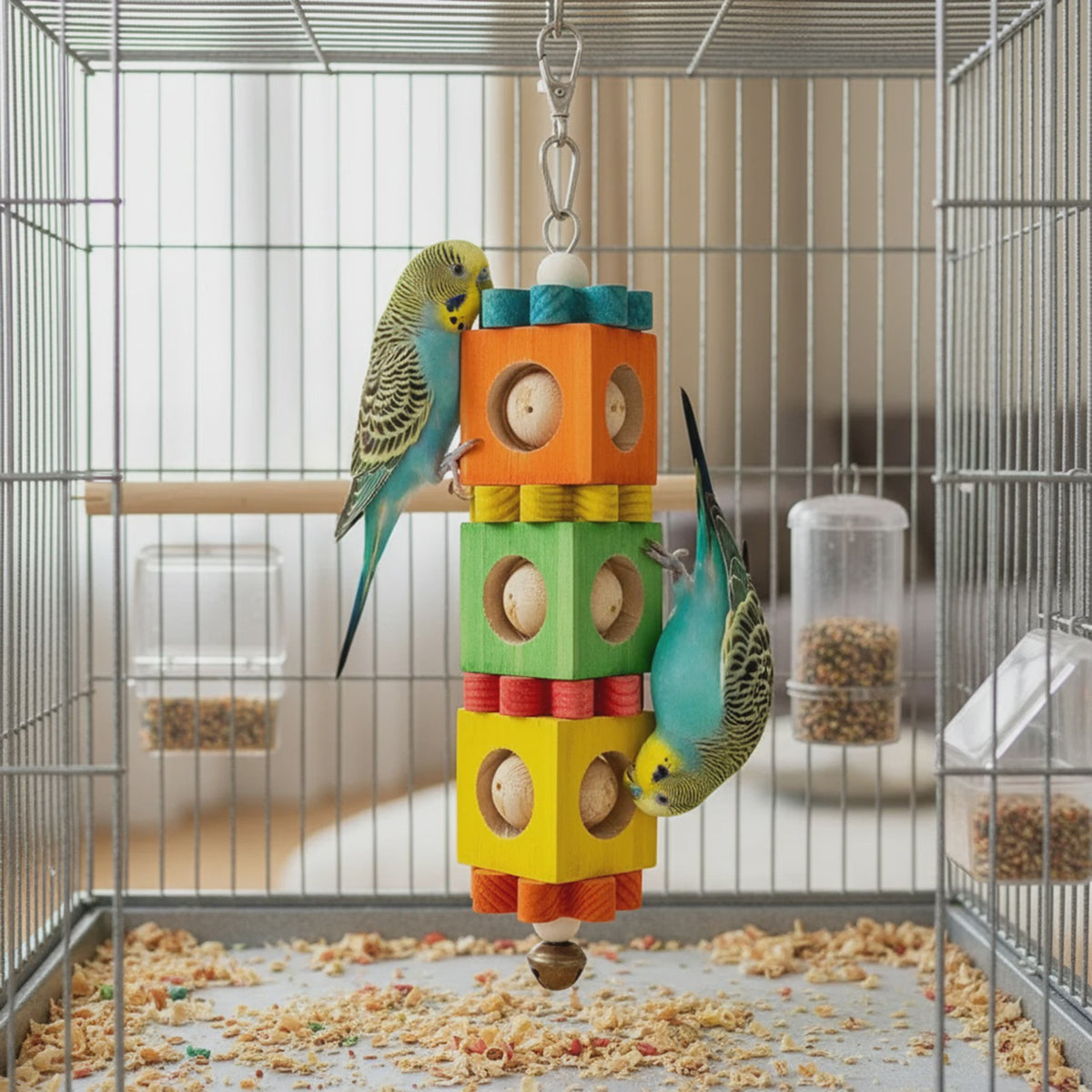 Kleurrijk Houten Papegaai Speelgoed - Verrijkende Knaagspeeltjes voor Vogels