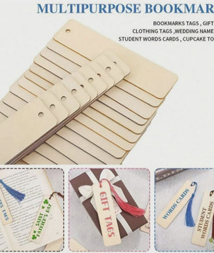 Houten Boekenleggers met Kwastjes Set - Blank & Personaliseerbaar voor Knutselen en Decoratie