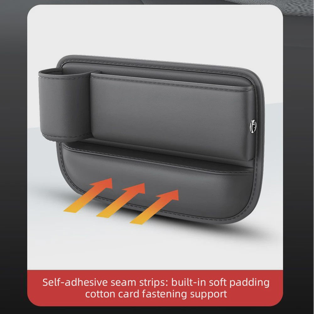 Universele Autostoel Opbergbox met Bekerhouder - Leer - Crevice Organizer
