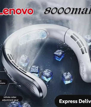 Lenovo Draagbare Nekventilator met 10000mAh Batterij - USB Oplaadbaar, Bladeless & LED Display