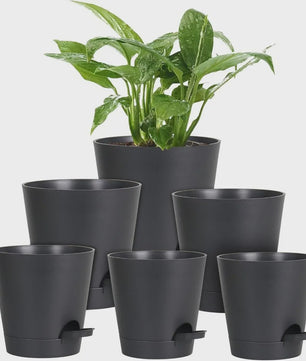 Set van 6 Zelfwaterende Plantenpotten met Onderzetter - Ideaal voor Binnen & Buiten