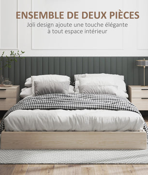Set van 2 Nachtkastjes in Scandinavische Stijl - Modern Design met Lades en Houten Poten
