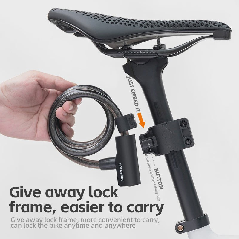 ROCKBROS Draagbaar Fiets Kabel Diefstalbeveiliging Slot met Sleutels - Zinc Alloy