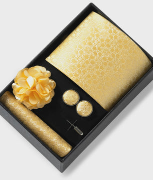 Luxe Heren Cadeauset: Strikdas, Zakdoek, Manchetknopen, Clip & Broche - Perfect voor Bruiloft & Feest