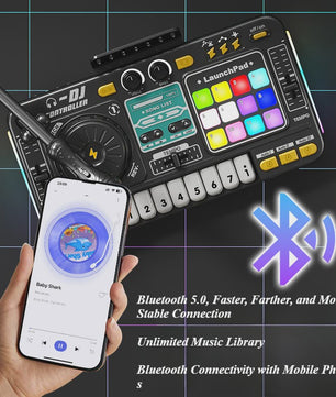 Kinder DJ Mixer met Microfoon, Piano Keyboard & Bluetooth - Interactief Muziekspeelgoed