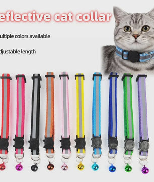 Reflecterende Halsband voor Katten & Kittens met Veiligheidsgesp en Belletje - Verstelbaar & Zacht