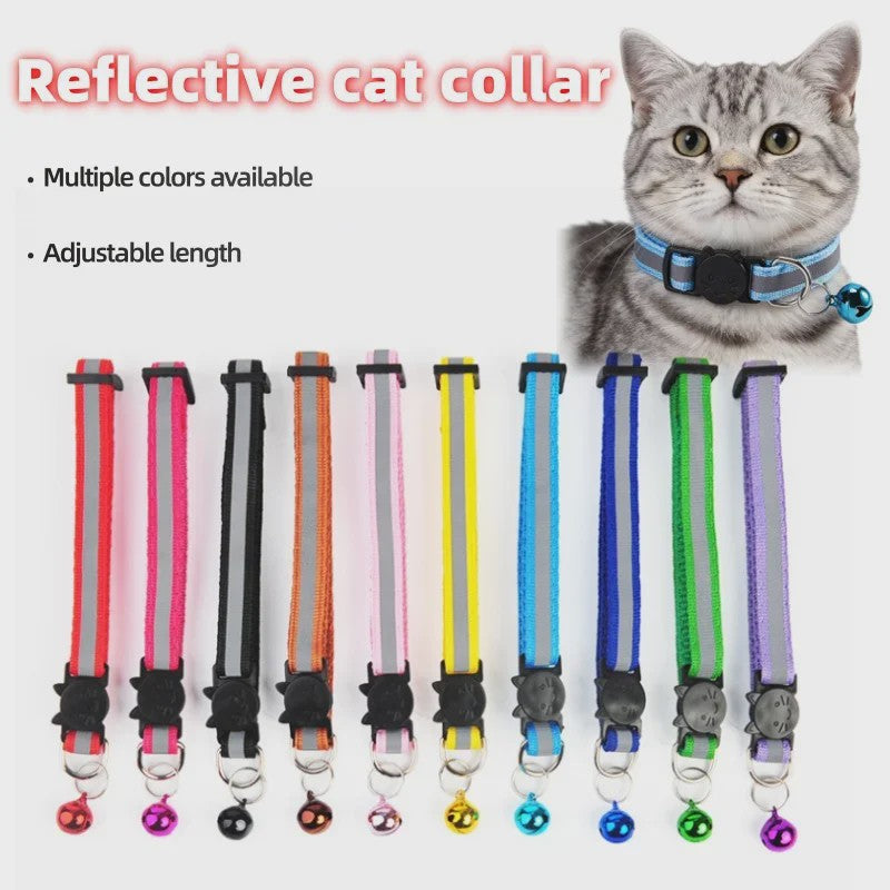 Reflecterende Halsband voor Katten & Kittens met Veiligheidsgesp en Belletje - Verstelbaar & Zacht