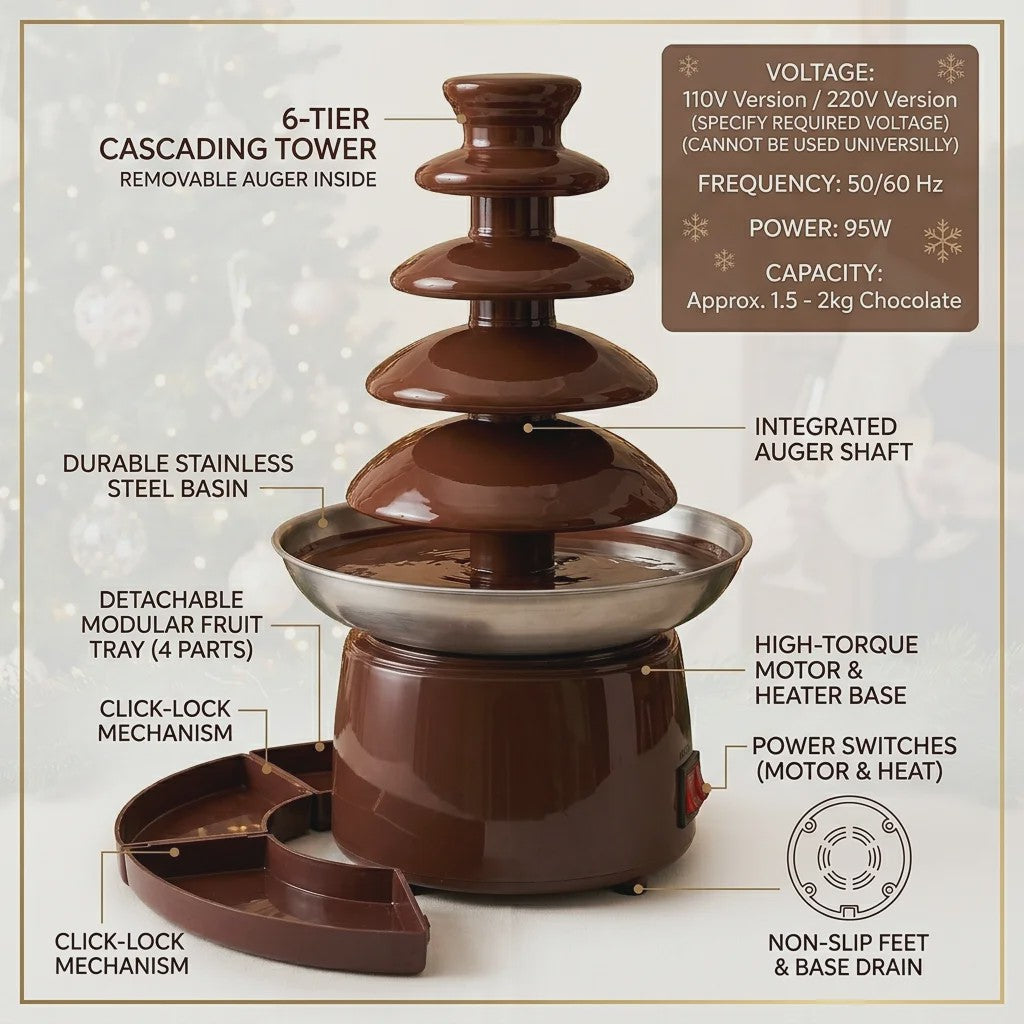 6-Laags Chocoladefontein met Fruitplateau - Perfect voor Feestjes en Thuisgebruik