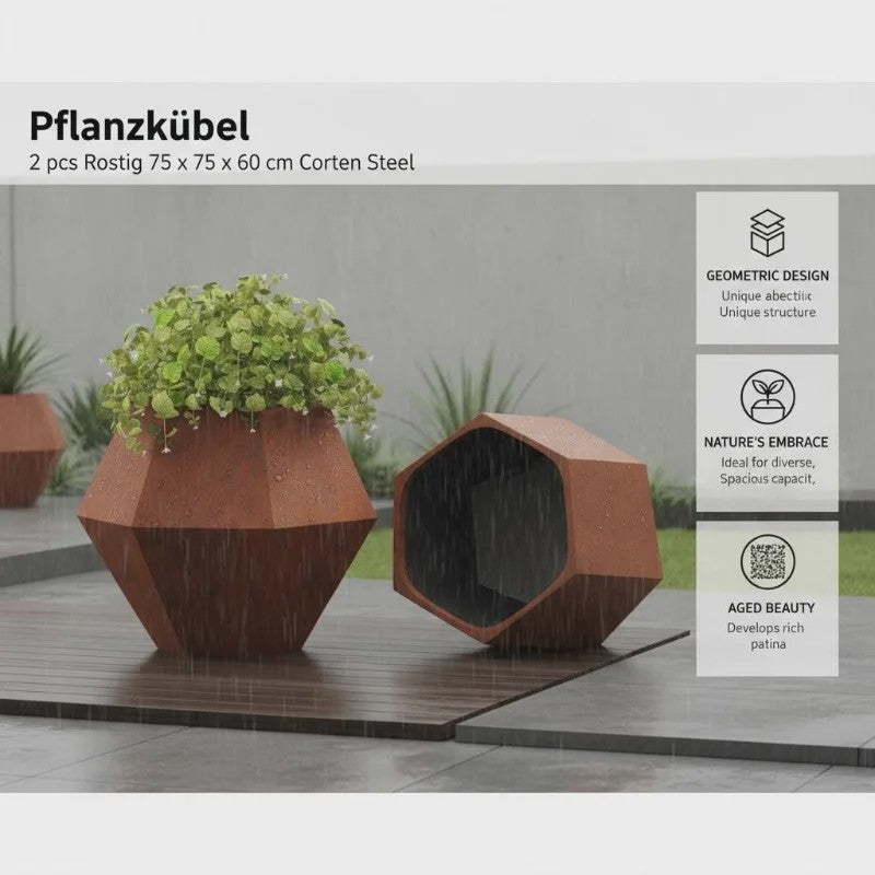 Set van 2 Roestvrij Stalen Plantenbakken 75x75x60 cm - Stijlvol voor Buiten, Tuin & Terras