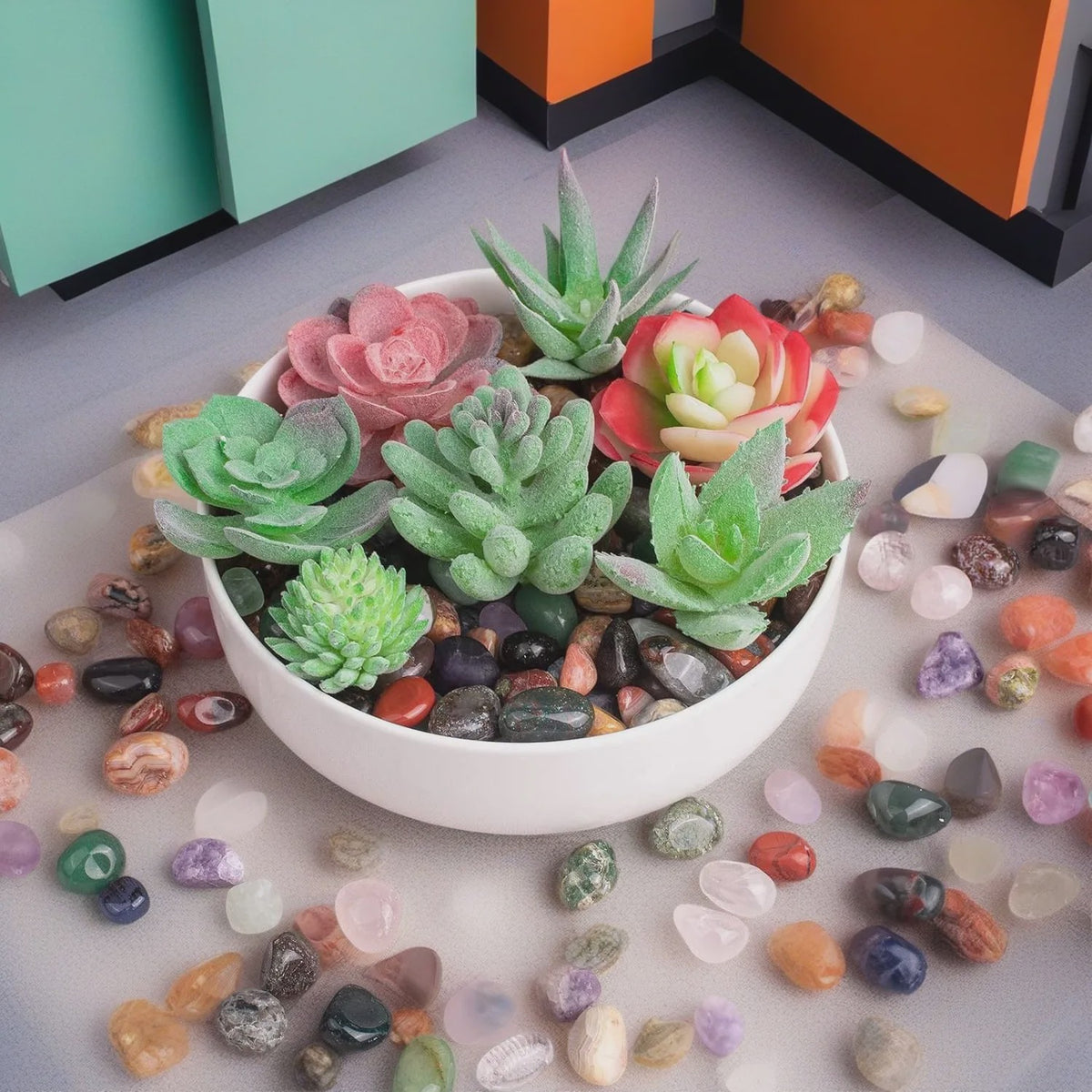 Set Gepolijste Kristalstenen - Multi-Color Tumblestones voor Decoratie & Meditatie