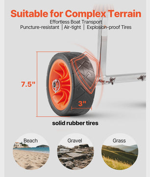 Stevige Kajak & Paddleboard Kar - 250 lbs capaciteit, 7.5 inch solide banden & Kickstand