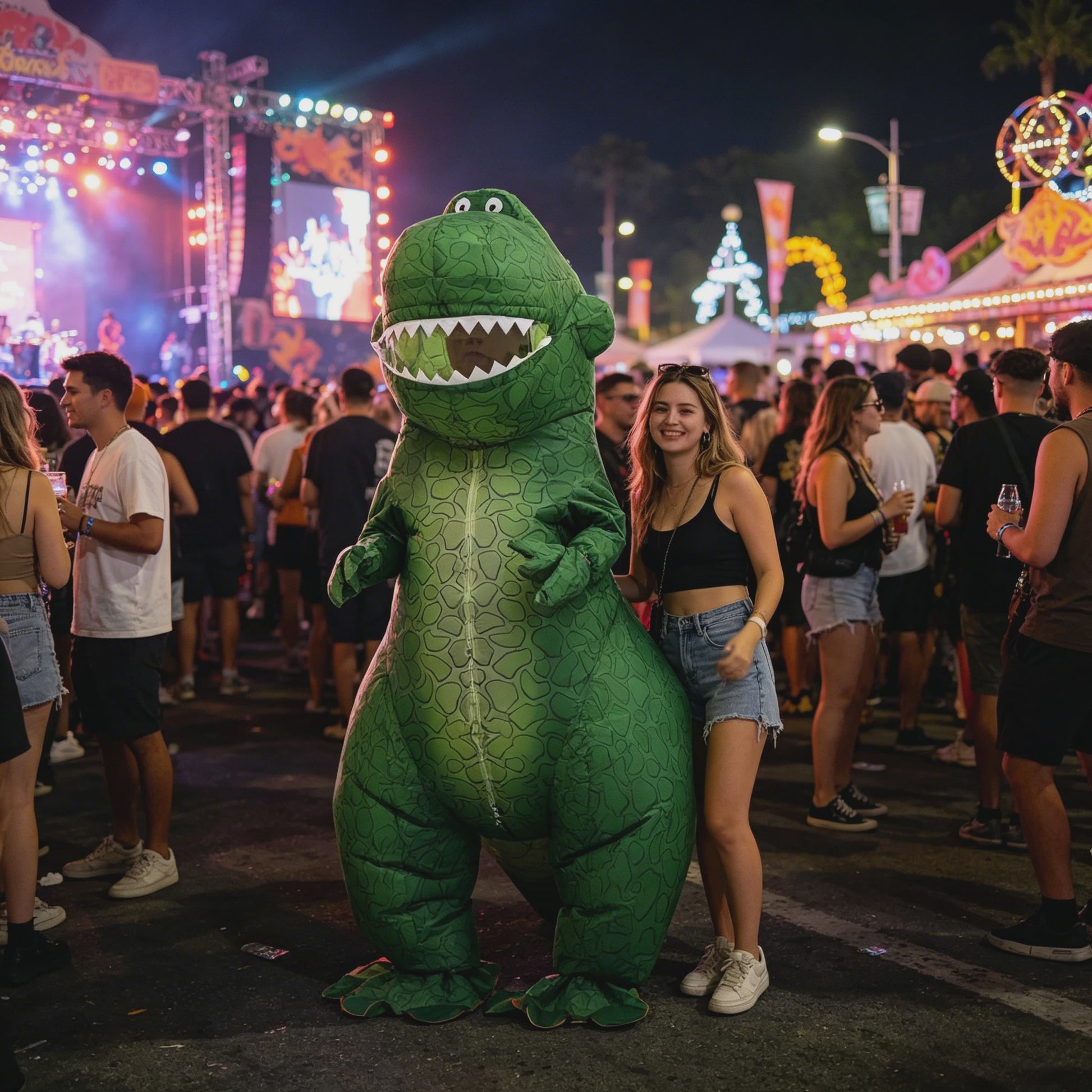 Opblaasbaar T-Rex Dino Kostuum voor Volwassenen - Mascot Feest Outfit