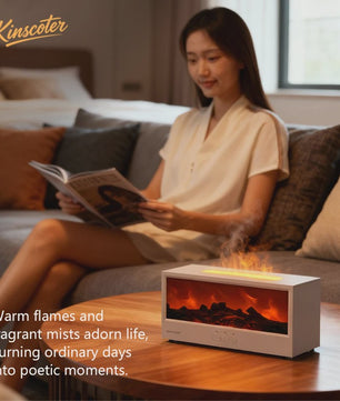 Sfeervolle Vuurhaard Aroma Diffuser Luchtbevochtiger met Kleurrijk Nachtlampje & Afstandsbediening