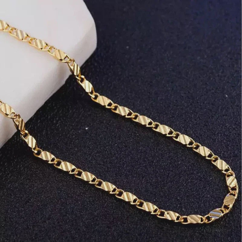 18K Gouden & 925 Zilveren Halsketting - 2MM Brede Zijschakel Ketting voor Dames & Heren
