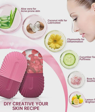 Silicone Gezichtsroller IJsblokjes Houder - Verkoelende Gezichtsmassage voor Wallen, Porien & Huidverbetering