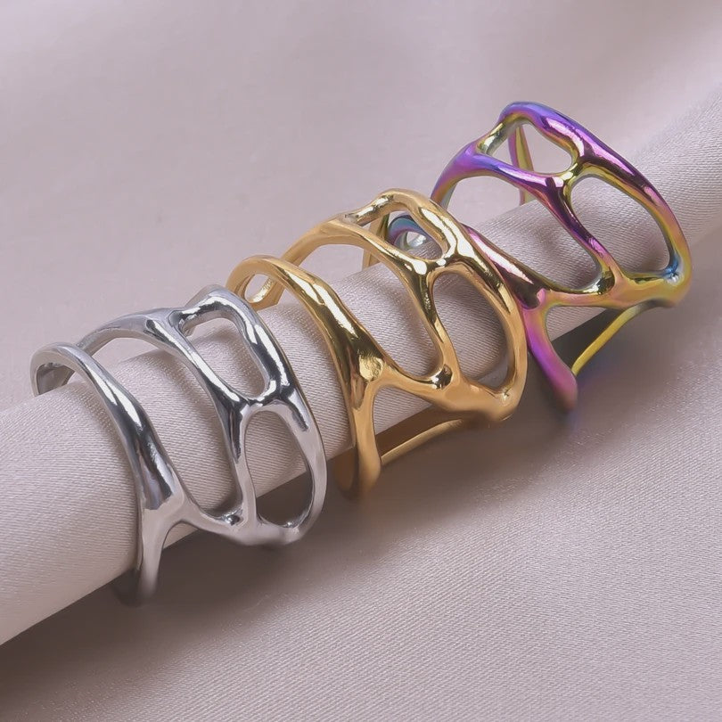 Unieke Dames Ringen van RVS - Vintage Stijl, Waterdicht & Textuur