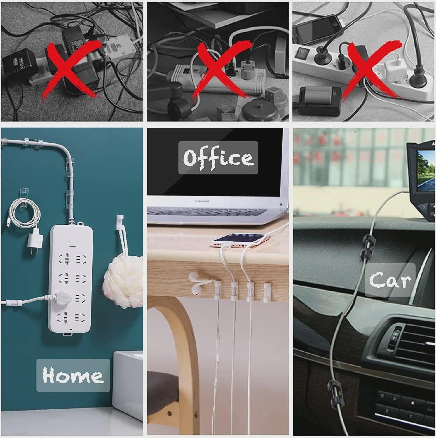 Zelfklevende Kabel Clips Organizer - Set van 20 Stuks voor Thuis, Kantoor & Auto