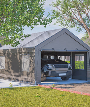 6x4x3m All-Weather Tent - Waterdichte Garage, UV-bescherming, Roll-Up Ramen - Grijs
