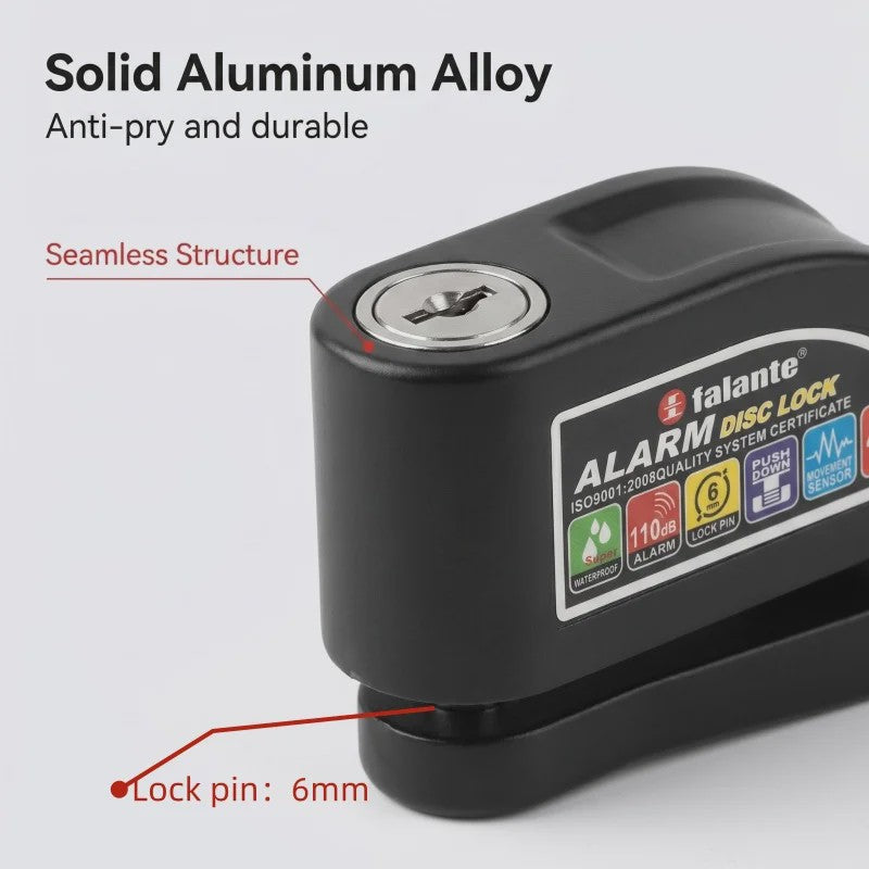 Motor & Fiets Alarm Schijfrem Slot - Aluminiumlegering met 110dB Alarm & Waterdicht
