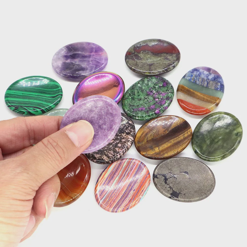 7 Chakra Kristallen Worry Stones - Ovalen Massage & Meditatie Edelstenen (35x45mm)