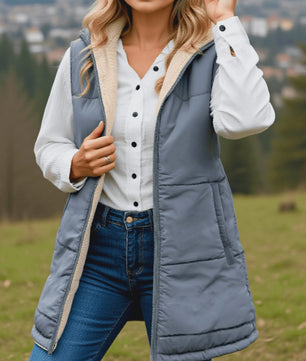 Dames Winter Vest met Capuchon - Fleece Gevoerd Katoen