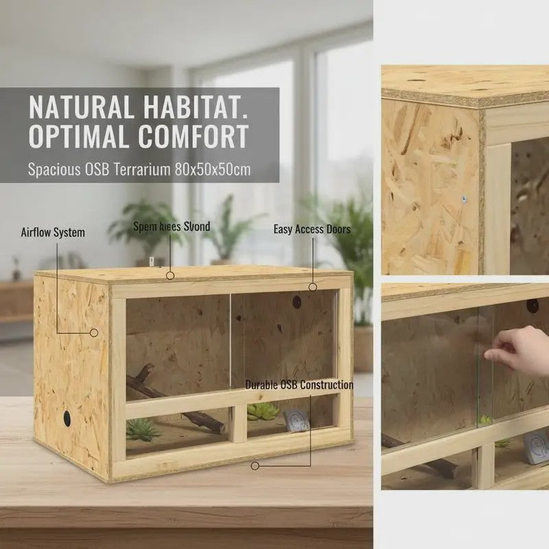 OSB Terrarium 80x50x50 cm voor Reptielen & Knaagdieren - Inclusief Thermometer