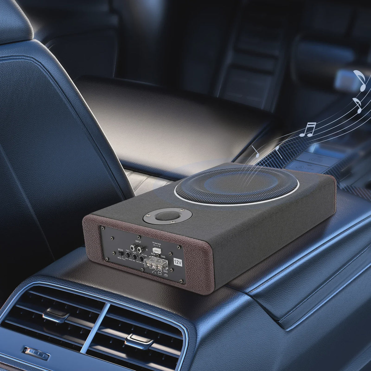 Ultra Slim 8-Inch Actieve Auto Subwoofer - Compacte Bass Audio met 600W Vermogen (12V)