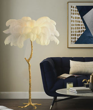 Luxe Pluimen Vloerlamp - Scandinavisch Design met LED Verlichting