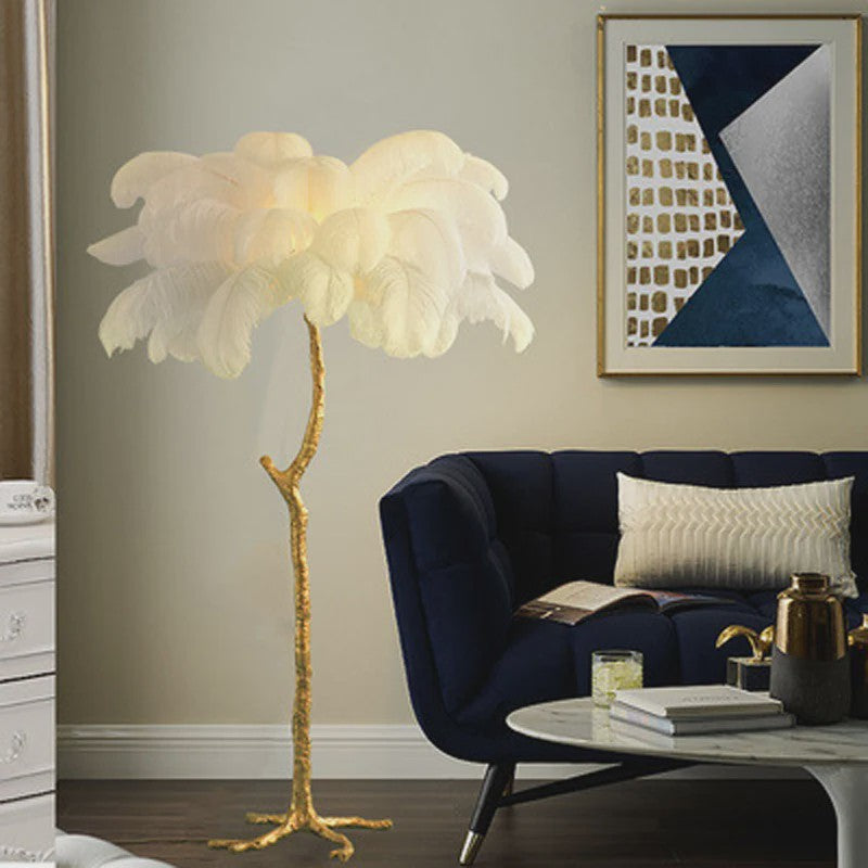 Luxe Pluimen Vloerlamp - Scandinavisch Design met LED Verlichting