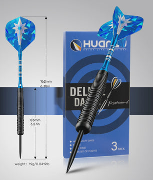 Huanqu 19g Dartpijlen Set: Professionele Iron Darts met Antislip Grip, Inclusief Opbergdoos en Accessoires