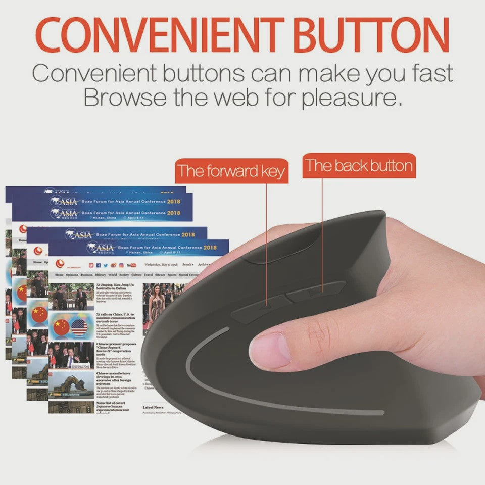 Ergonomische Verticale Draadloze Muis - Oplaadbaar & Draagbaar voor PC/Laptop