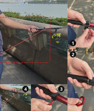 2 Meter Visco Lanyard met Hengelband - Intrekbaar Anti-Verlies Koord met Karabijnhaak
