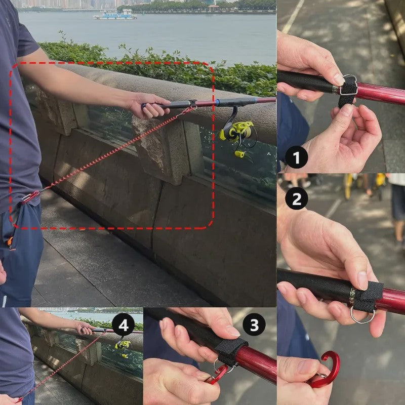 2 Meter Visco Lanyard met Hengelband - Intrekbaar Anti-Verlies Koord met Karabijnhaak