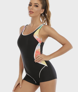 Sportief Patchwork Badpak met Broekje - Plus Size Dames