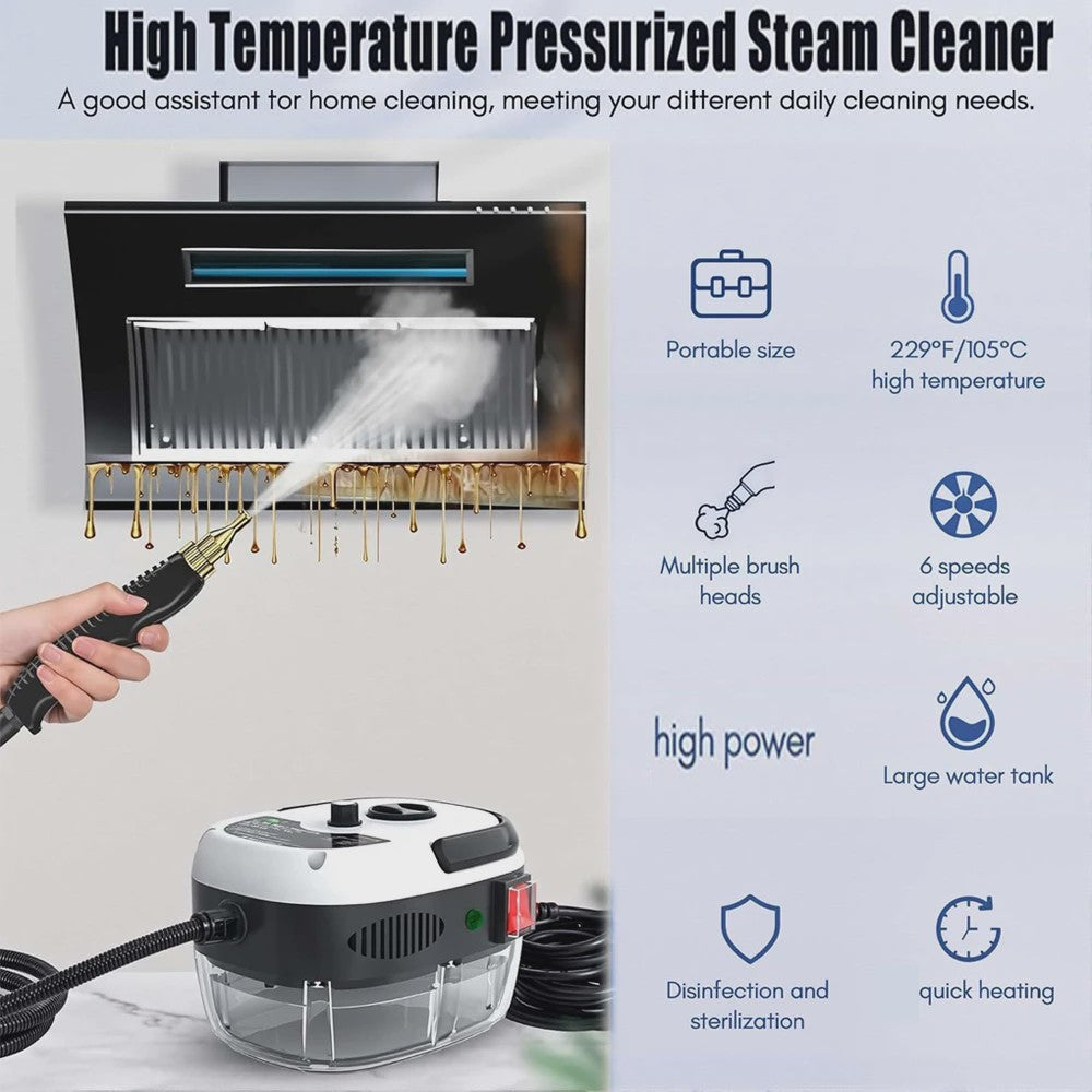 Krachtige 2500W Handheld Stoomreiniger - Hoge Druk & Temperatuur voor Keuken, Badkamer & Auto