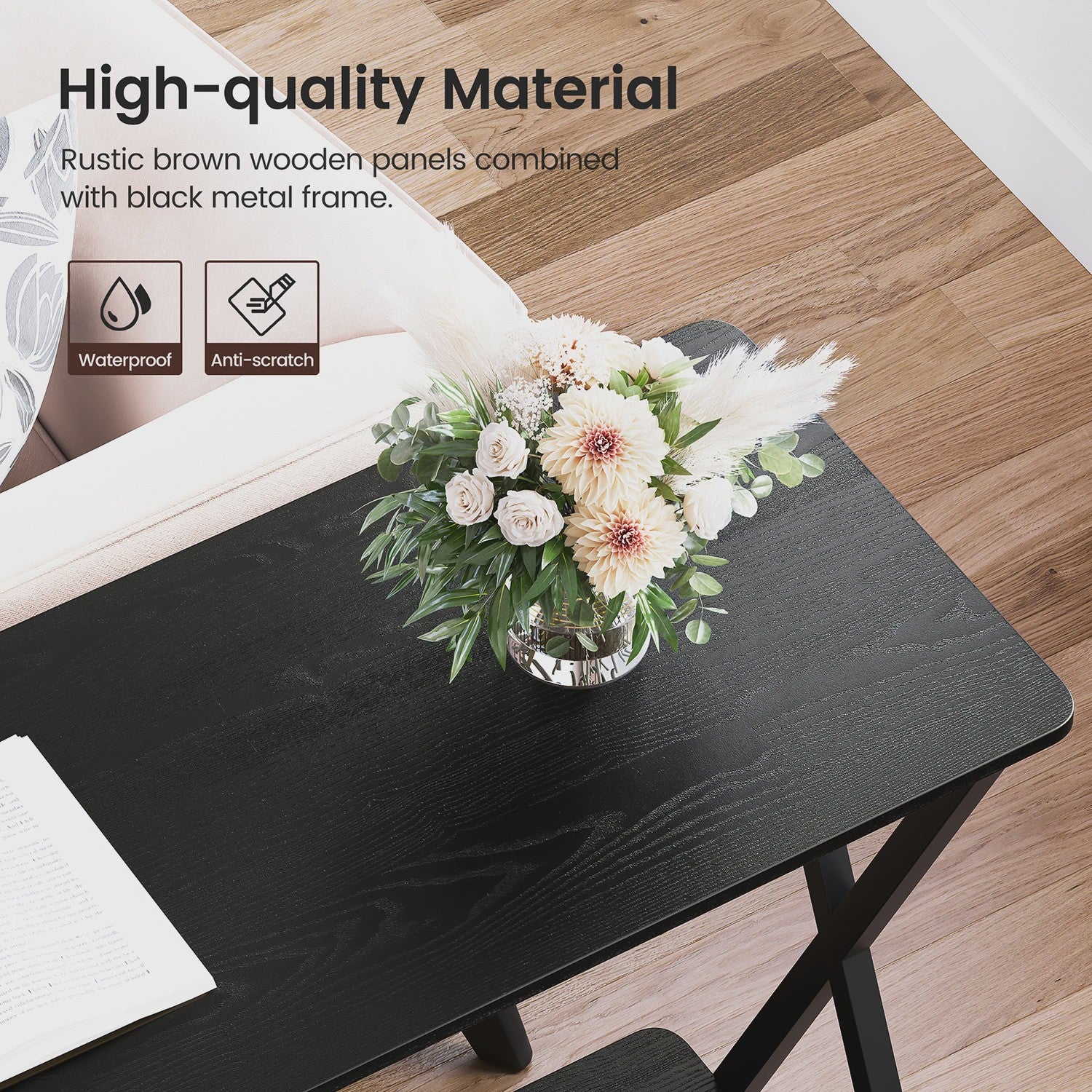 Smalle Console Tafel met Plank en Metaal Frame - Hal, Entree, Achterbank Meubel
