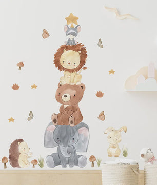 Schattige Bosdieren Muurstickers voor Kinderkamer, Babykamer & Peuterdecoratie - Vinyl Behang
