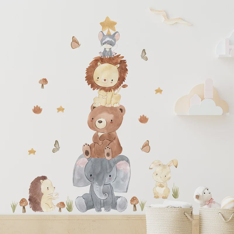 Schattige Bosdieren Muurstickers voor Kinderkamer, Babykamer & Peuterdecoratie - Vinyl Behang