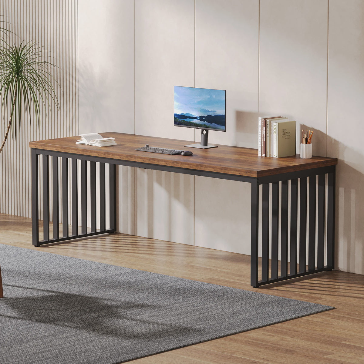 Industriële 180cm Bureau voor 2 Personen met Metalen Frame