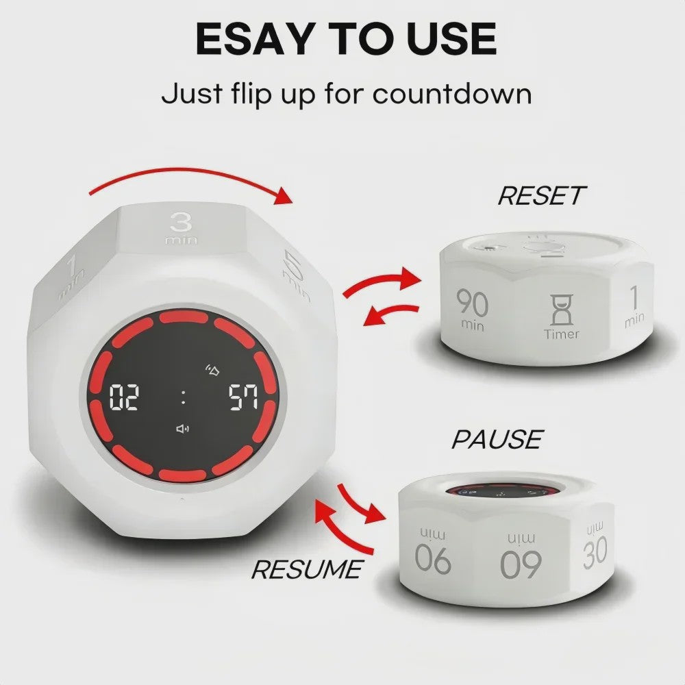 Visuele Flip Timer Kubus met LED Scherm & Gravity Sensor - Tijdmanagement Tool