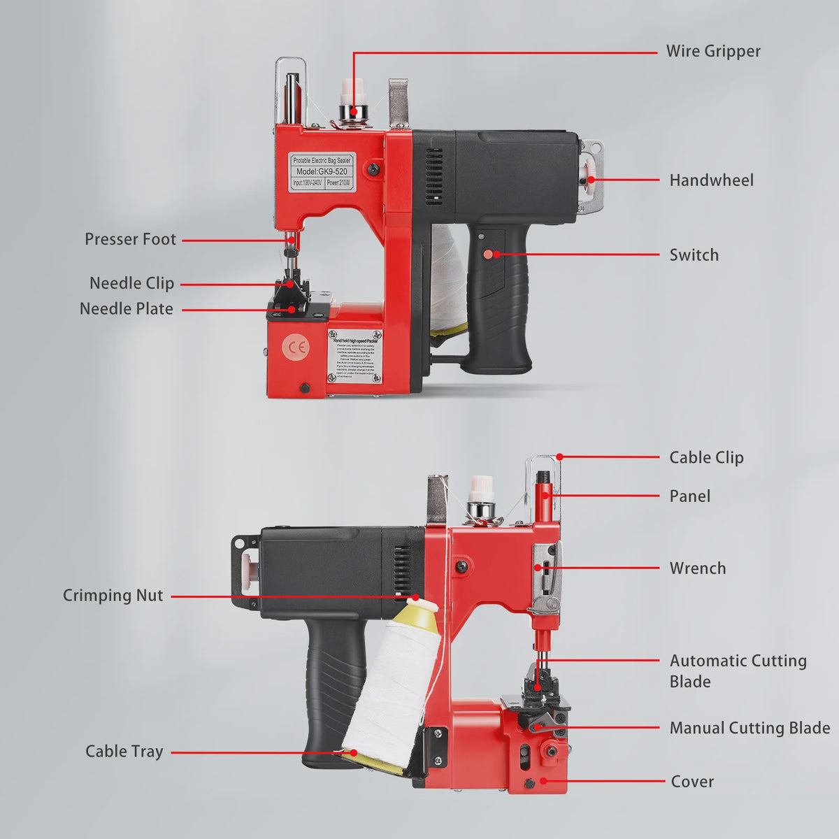 Professionele Elektrische Naaimachine Gk9-520 - Snel, Draagbaar en Krachtig voor Industriële Toepassingen