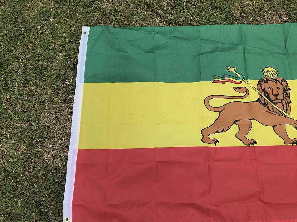 Ethiopië Vlag 90x150cm met Leeuw van Juda - Hoge Kwaliteit Polyester